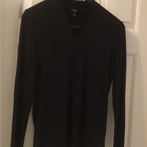 Talbots Petites Black Long Sleeve V-Neck T-Shirt - Womens Mp